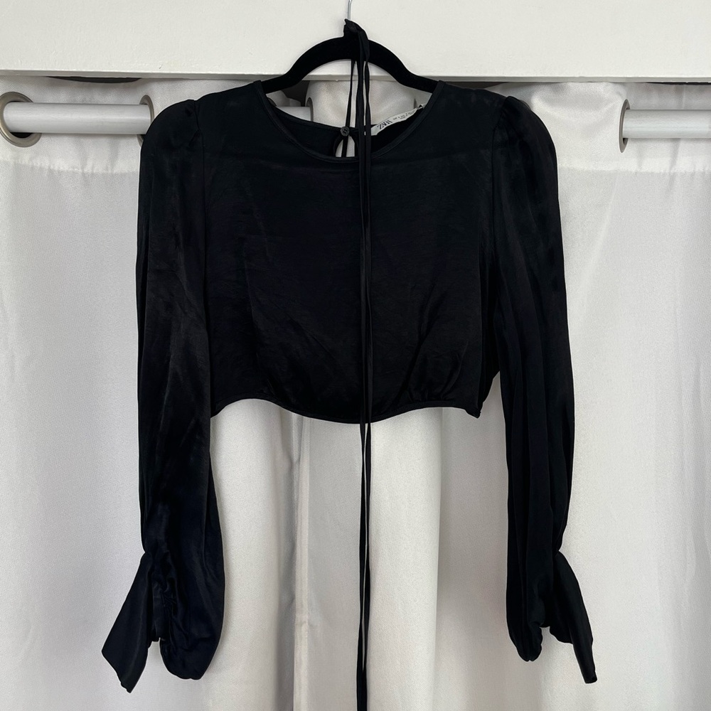 Zara open back wrap top